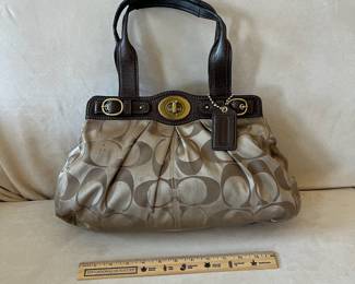 R51 - $25. Y2K Coach Signature Canvas Hobo Bag. 