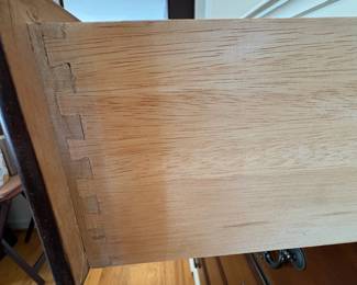 R12 - $125. Chest of Drawers / Dresser. Measures 40.25" x 20" deep x 50.25" tall. All drawers slide. Has been used in a dining room for extra linen storage. 