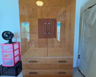 R5 - $300. Alf Italia High Gloss Armoire / Media Cabinet. Measures 44.5" wide x 21.5" deep x 74.25" tall. Located on the 2nd story. Please have 2 strong people to move!