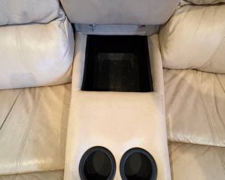 R1 - $350 Each. *2 Available* Haverty's Motion Leather Reclining Sofa. 3 seats - both ends are recliners. Moves in 5 Pieces. Assembled it is 113" long x 38" deep x 38" tall. Floor to Seat is 18.5".  These are located on the 3rd floor. YOU NEED 2 STRONG PEOPLE to move!