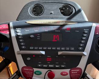 R98 - $150. Reliable Sole F80 treadmill. Has a clear console with incline and speed controls. Pulse grip feature for heart rate monitoring. Message board provides helpful info during workouts.  Has some wear and flaws, see photos. Please bring help to move!