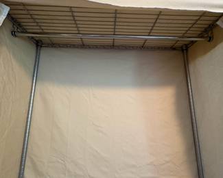 R95 - 2 Available. $75 Each. Rolling Metal Hanging Clothes Racks with Canvas Covers. 