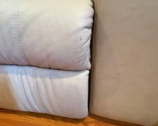 R1 - $350 Each. *2 Available* Haverty's Motion Leather Reclining Sofa. 3 seats - both ends are recliners. Moves in 5 Pieces. Assembled it is 113" long x 38" deep x 38" tall. Floor to Seat is 18.5".  These are located on the 3rd floor. YOU NEED 2 STRONG PEOPLE to move!