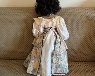 R86 - $50. Patricia Loveless "Regina" Victorian "Black Creole" Porcelain Doll. 28" tall.  Has small mark on her nose. 