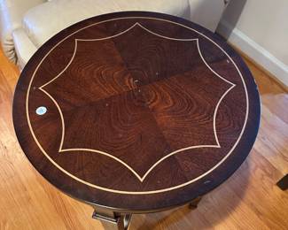 R33 - $35. Wooden Side Table with inlay designs. 
