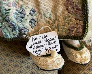 R86 - $50. Patricia Loveless "Regina" Victorian "Black Creole" Porcelain Doll. 28" tall.  Has small mark on her nose. 