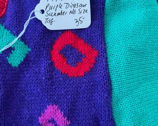 R38 - $35. 1992 Barney the Purple Dinosaur Sweater. No size tag. looks size 3/4T. 