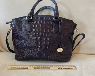 R49 - $85. Brahmin Duxbury Ultraviolet Ombre Melbourne Croc. Measures 12" wide x 5" deep x 10" tall. Handles are not damaged / peeling. 