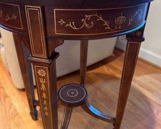 R33 - $35. Wooden Side Table with inlay designs. 