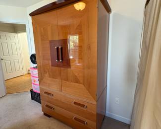 R5 - $300. Alf Italia High Gloss Armoire / Media Cabinet. Measures 44.5" wide x 21.5" deep x 74.25" tall. Located on the 2nd story. Please have 2 strong people to move!