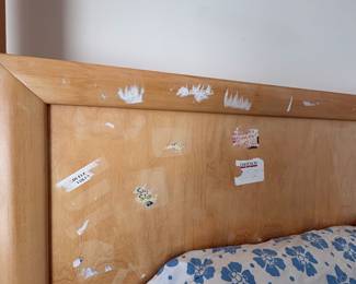 R7 - $150. Cindy Crawford Home King Canopy Bed. Measures 80.25" wide x 87.25" deep x 85.5" tall. Has sticker residue on the headboard. Mattress is included if you want it! Located on the 2nd story. 