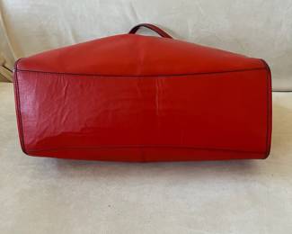 R46 - $80. Coach Carlyle Shoulder Bag Hobo Tote. Cherry Red with Gold Turnlock. Measures 14" wide x 4" deep x 11" tall. 
