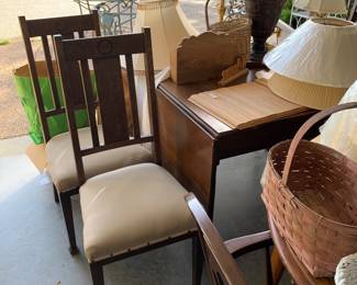 Set of four oak pub table chairs 