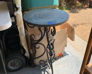 Marble topped iron plant stand