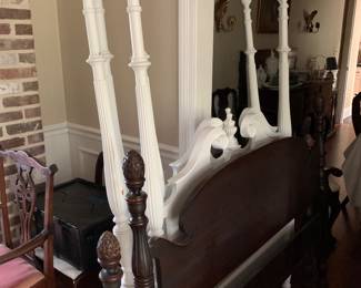 2 white twins and full pineapple post bed