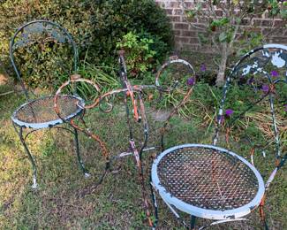 Garden set of three. Glass top. 