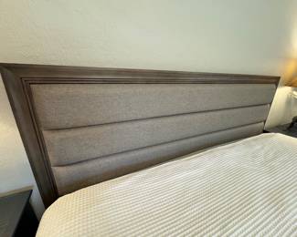 Gray upholstered king bed frame 
