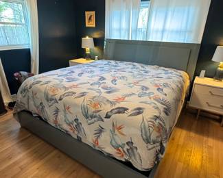 Blue lacquer king bed frame 