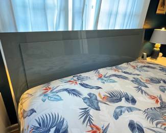 Blue lacquer king bed frame 