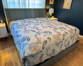 Blue lacquer king bed frame