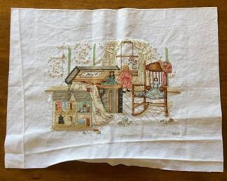 Hand Stitched Victorian Themed CrossStitch Panel