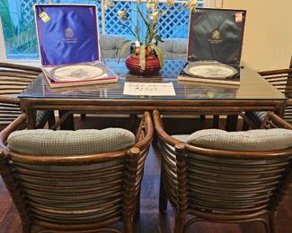 Wicker and glass seven piece – table with six chairs