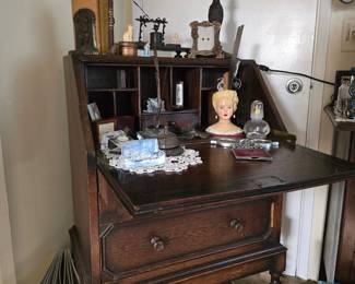 Petite antique secretary drop down desk