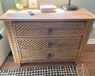 1 of 2 Restoration Hardware Miraya Carved Wood Nightstand