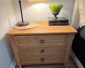2 of 2 Restoration Hardware Miraya Carved Wood Nightstand