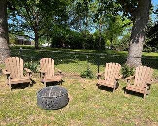 Firepit and Four Adirondack Chairs