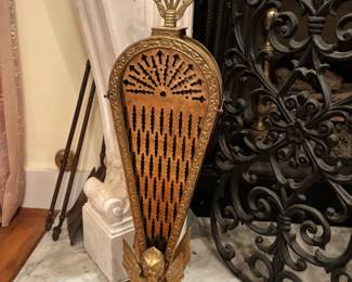 Brass peacock fireplace screen 