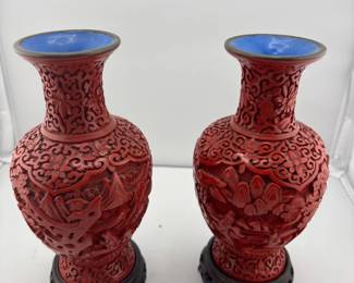 Chinese Cinnabar vases