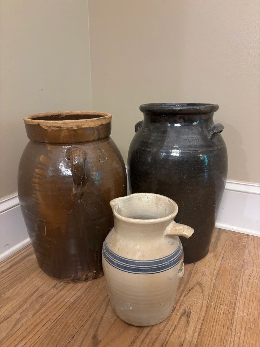 Stoneware Crocks and Pitcher