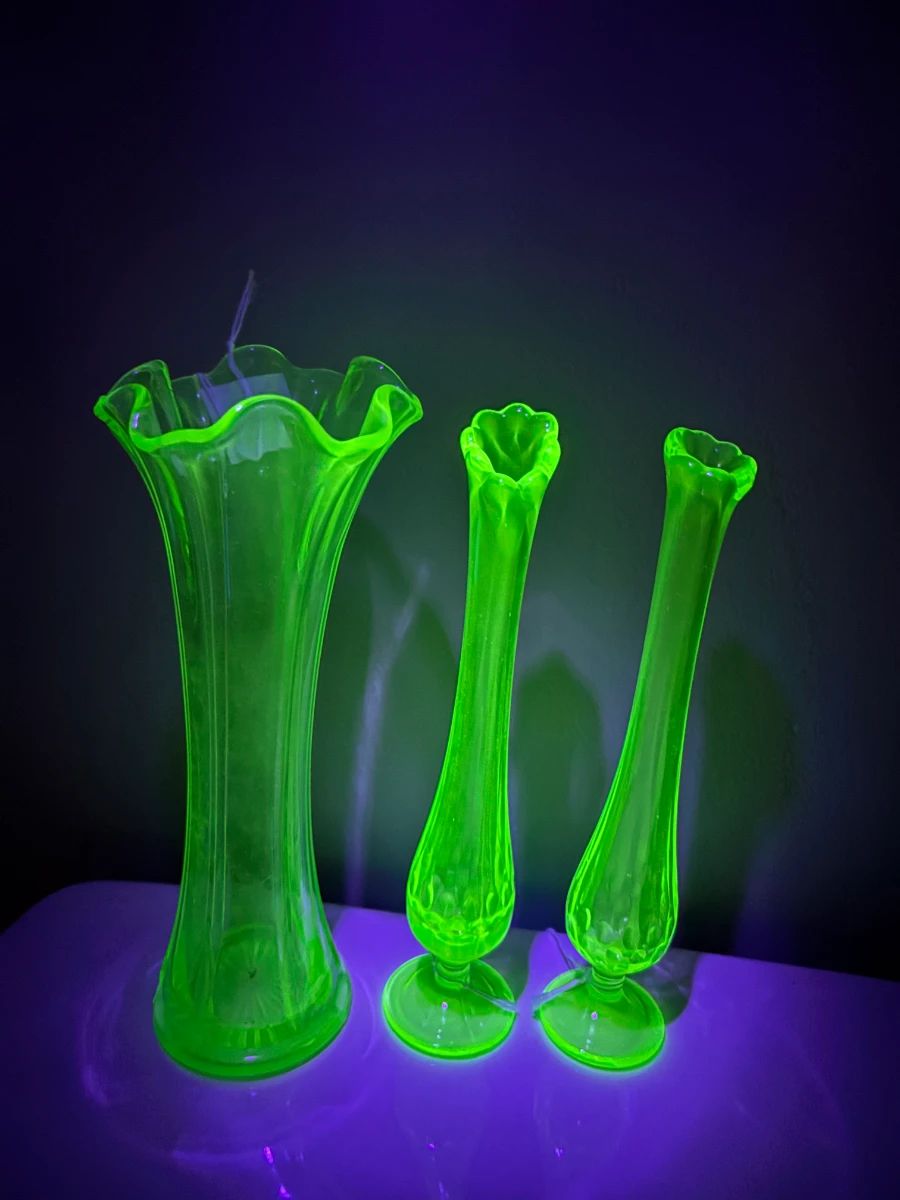 Uranium glass vases