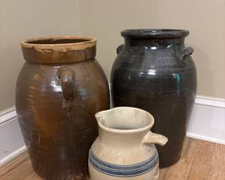 Stoneware Crocks and Pitcher