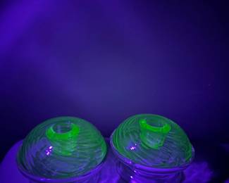 Unique Uranium glass candlestick holders 