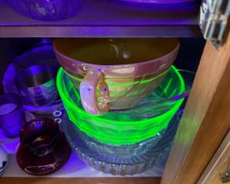 Uranium glass serving bowl