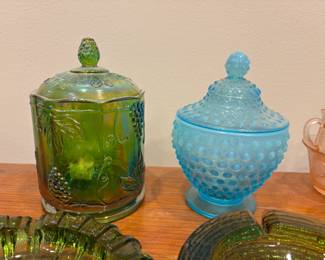 Fenton Blue Hobnail lidded dish