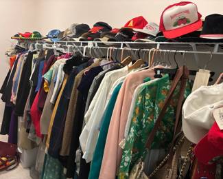Closet full of vintage and contemporary clothing