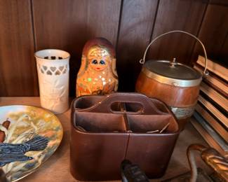 Russian Nesting Doll Leather Desk Caddy Copper Ice Bucket