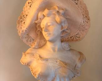 Ornate Porcelain Lady Bust with Bonnet
