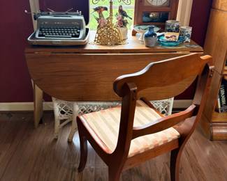 Drop Leaf Table Vintage Typewriter Mantel Clock Brass Candelabra Chair