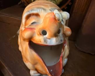 Vintage Ceramic Cat Figurine Orange White Playful Open Mouth