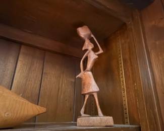 Carved African Wood Figure Sculpture Tribal Art on Shelf