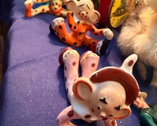 Vintage Ceramic Animal Figurines Spotted Dog Cat Collection