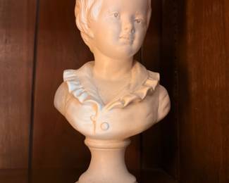 White Porcelain Bust Sculpture Young Boy Classical Style