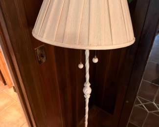 White Ceramic Floor Lamp with Pleated Shade