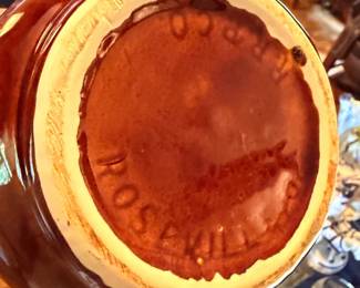 Brown Glazed Pottery Pitcher Makers Mark Bottom View