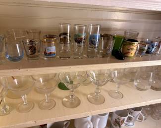Souvenir Shot Glasses Barware Crystal Stemware Collection Shelf Display