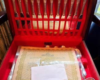 Silver Flatware Set in Case with Certificate